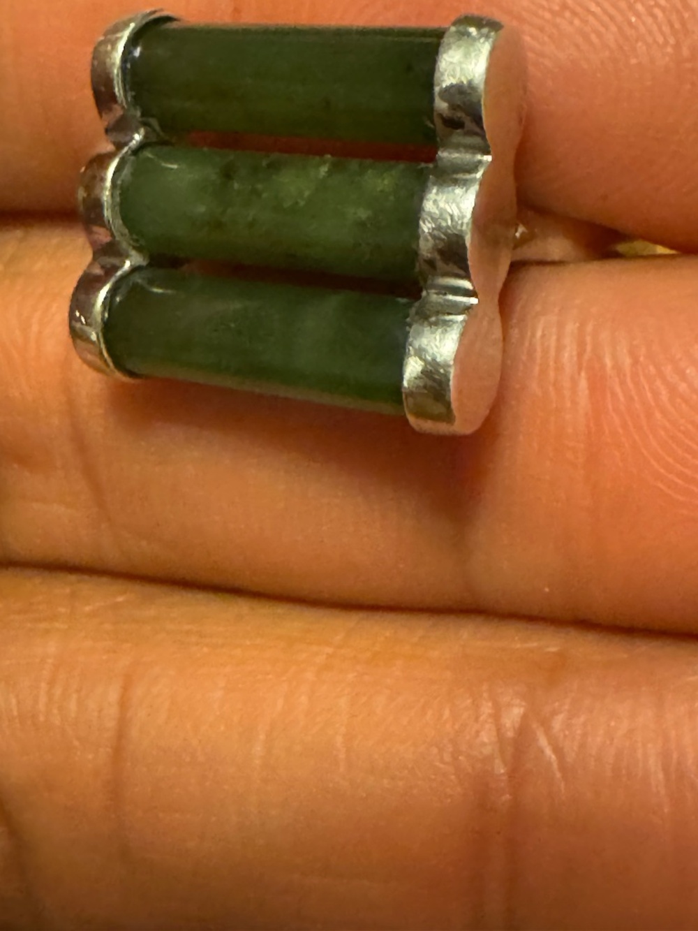 Jade like sterling silver ring.